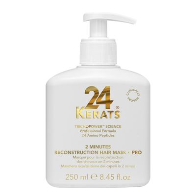 24 KERATS 2-Minute Reconstruction Hair Mask | Deep Repair & Bond Strengthening | pH 4.0-5.0 | Restores Damaged Hair After Bleaching, Coloring & Heat Styling | Pro Formula  250ml