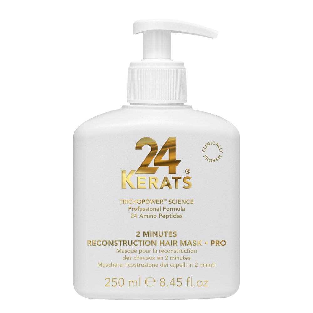 24 KERATS 2-Minute Reconstruction Hair Mask | Deep Repair & Bond Strengthening | pH 4.0-5.0 | Restores Damaged Hair After Bleaching, Coloring & Heat Styling | Pro Formula 250ml