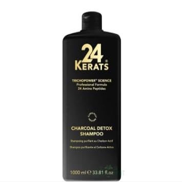 24 KERATS Detoxifying Shampoo | Charcoal & Bamboo Formula | pH 4.5-5.5 | Removes Build-Up & Excess Oil | Purifies & Refreshes Scalp | 33 oz