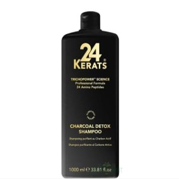 24 KERATS Detoxifying Shampoo | Charcoal & Bamboo Formula | pH 4.5-5.5 | Removes Build-Up & Excess Oil | Purifies & Refreshes Scalp | 33 oz