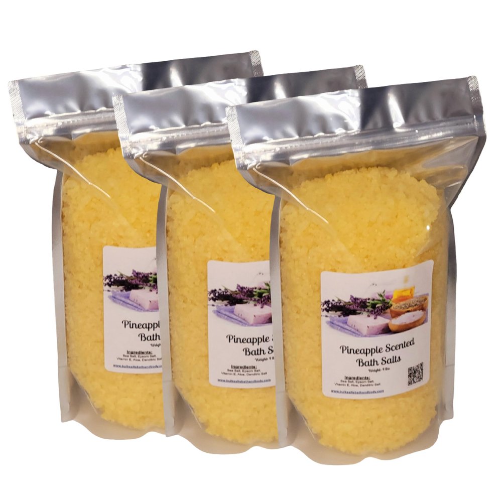 Bath Salts | 12lbs (3) 4lb Bags (192oz) | Pineapple Scent | Bathing | Body Care | Beauty | Relaxation | Spa