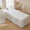 LDLCYCN Massage Table Skirt Cooling Beauty Therapy Mattress Cover with Hole Spa Mattress Cover French Skirt Dust-Proof Massage Bed Sheet Ice Bean Fabric Beauty Bed Skirt,White,70x185cm/R view 1