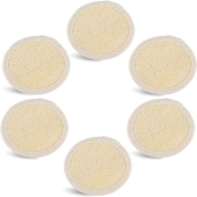 6 Pack Natural Loofah Exfoliating Facial Scrubber, Made with Natural Shower Loofah Sponge, Manual Facial Cleansing and Makeup Remover BrushBath Shower Loofah Sponge, for Face That Gets You Clean