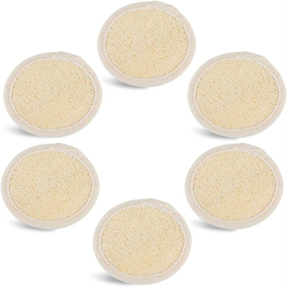 6 Pack Natural Loofah Exfoliating Facial Scrubber, Made with Natural Shower Loofah Sponge, Manual Facial Cleansing and Makeup Remover BrushBath Shower Loofah Sponge, for Face That Gets You Clean
