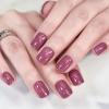 LINSSQ Glossy Rose Pink Press on Nails,Short Squoval False Nails,Beauty Solid Color Manicure Reusable UV Gel Fake Finger Nail Art for Daily Office Party 24pcs view 1