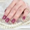 LINSSQ Glossy Rose Pink Press on Nails,Short Squoval False Nails,Beauty Solid Color Manicure Reusable UV Gel Fake Finger Nail Art for Daily Office Party 24pcs view 2