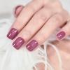 LINSSQ Glossy Rose Pink Press on Nails,Short Squoval False Nails,Beauty Solid Color Manicure Reusable UV Gel Fake Finger Nail Art for Daily Office Party 24pcs view 3