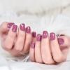 LINSSQ Glossy Rose Pink Press on Nails,Short Squoval False Nails,Beauty Solid Color Manicure Reusable UV Gel Fake Finger Nail Art for Daily Office Party 24pcs view 4