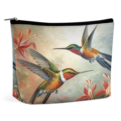 Makeup Bag Travel Cosmetic Bag Portable Beautiful Hummingbirds Toiletry Bag Large Capacity Zipper Pouch Makeup Organizer Case Waterproof Toiletry Pouch for Women Men