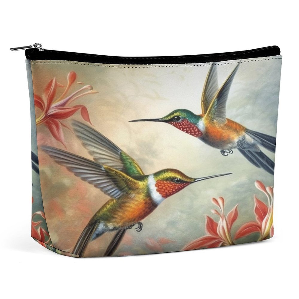 Makeup Bag Travel Cosmetic Bag Portable Beautiful Hummingbirds Toiletry Bag Large Capacity Zipper Pouch Makeup Organizer Case Waterproof Toiletry Pouch for Women Men