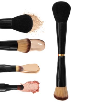 4 in 1 Makeup Brush Stackable Dual Ended Makeup Brush Mini Travel Makeup Brushes Set with Powder/Blush Brush Brush Blending Brush and Eyeshadow Brush Dual Ended Makeup Brush Stackable