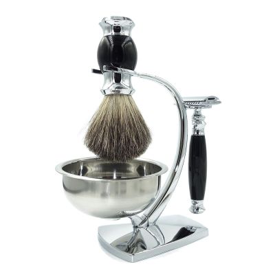 Magyfosia Shaving Kit,Double Edge Safety Razor with 10 Original Blades for Men,Badger Hair Shaving Brush and Bowl Kit,Stand Holder,Men's Grooming Tool Set