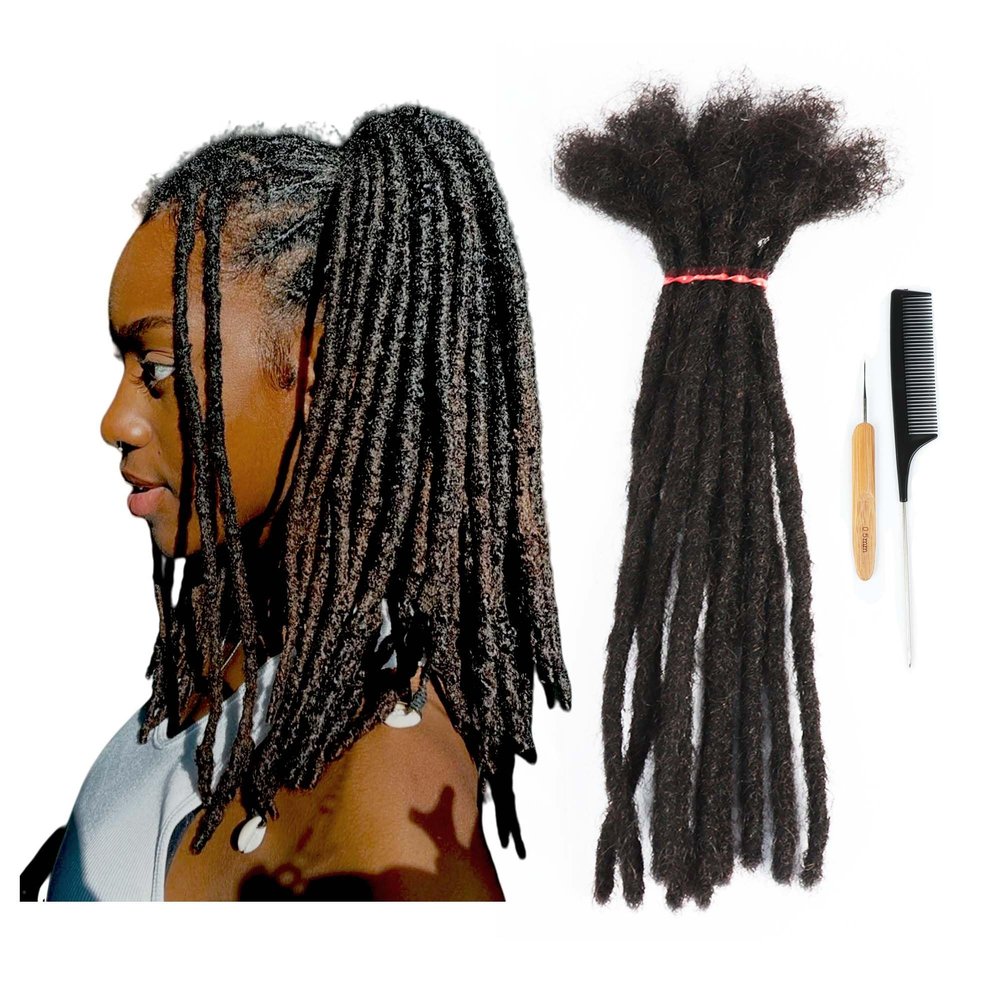 0.4cm Width 6-12 Inch 10, 20, 40 Strands Full Handmade Permanent Human Hair Dreadlock Extensions for Women/Men/Kids 100% Loc Extensions Human Hair (0.4cm, 10 Inch,10 Strands)