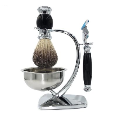 Magyfosia Shaving Kit for Men includes Badger Hair Shaving Brush,Wet Shave Soap Bowl and 5-Layer Safety Razor Compatible with Fusion Blade,Barber Style 4-Piece Gift for Men-Smooth and Close Shaving