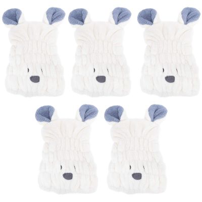 PerGar 5Pcs Dry Hair Hat, Coral Fleece Bath Hair Hat, Quick Drying Hair Turban Wrap Towels Shower Cap, Cartoon Cute Ear Shape Hair Drying Caps, Cartoon Hair Turbans for Girls and Boys