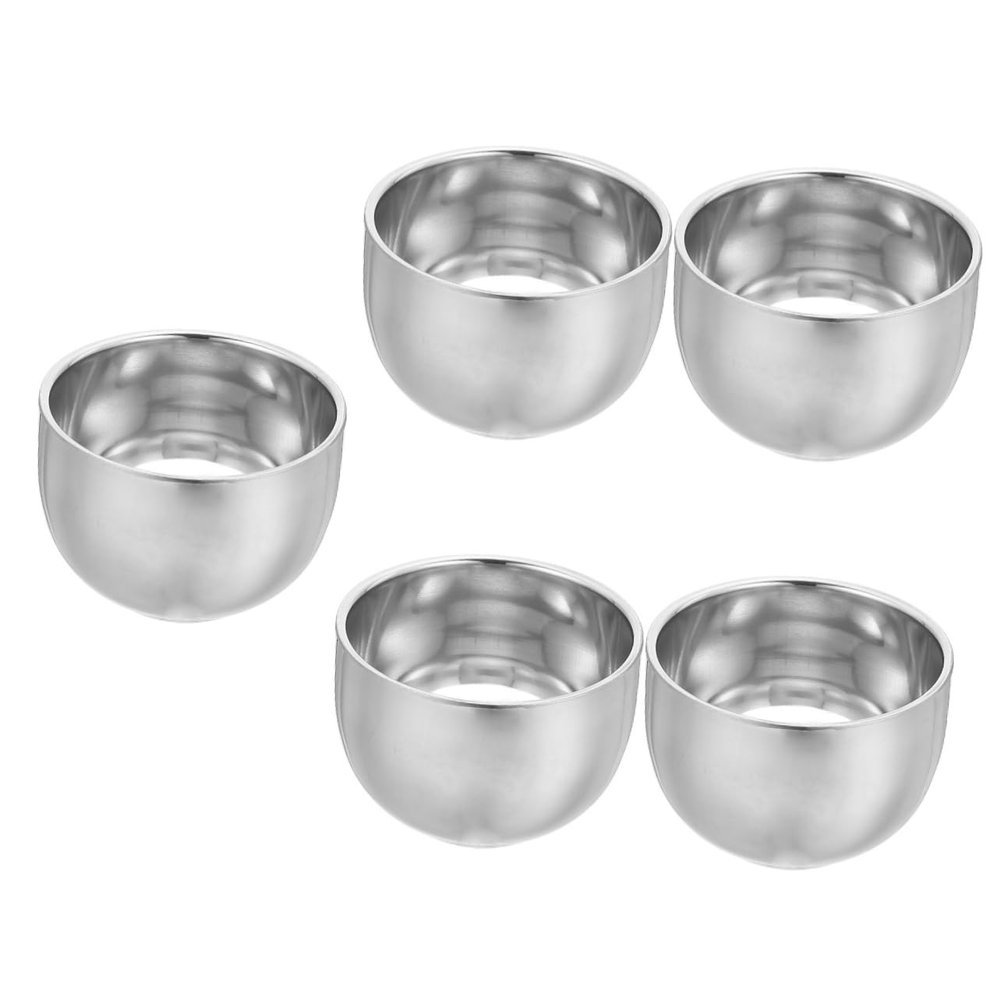 NOLITOY 5pcs Household Shaving Bowl Stainless Steel Dual-layer Shaving Mug for Men Capacity for Barbershops and Salons and Practical Supply