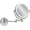 LEDOOLE 8" Rechargeable Lighted Wall Mounted Makeup Mirror with Magnification, Double-Sided 1X/10X Magnifying Foldable Touch Control 360 Swivel Extendable Arm for Bathroom, Brushed Nickel view 1