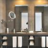 LEDOOLE 8" Rechargeable Lighted Wall Mounted Makeup Mirror with Magnification, Double-Sided 1X/10X Magnifying Foldable Touch Control 360 Swivel Extendable Arm for Bathroom, Brushed Nickel view 2