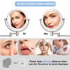 LEDOOLE 8" Rechargeable Lighted Wall Mounted Makeup Mirror with Magnification, Double-Sided 1X/10X Magnifying Foldable Touch Control 360 Swivel Extendable Arm for Bathroom, Brushed Nickel view 3