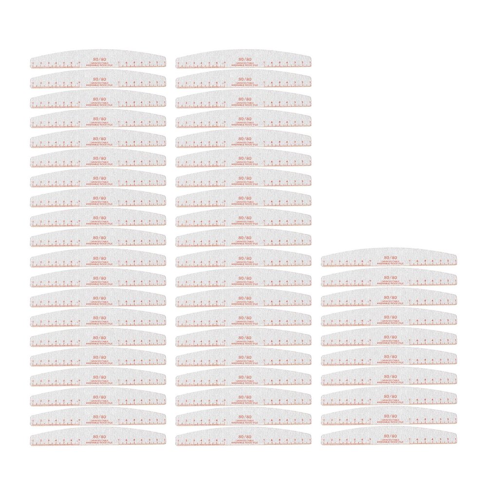 80/80 Grit Nail Files, Coarse for Acrylic Nails Extension Gel Nails, Curved Washable Reusable, Manicure Tool for Professional Salon or DIY Nail Art