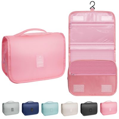 YEMEDA Toiletry Bag Travel Bag with Hanging Hook, Waterproof Capacity Hanging Multifunctional Makeup Bag for Toiletries, Portable Cosmetic Bag Travel Organizer for Women and Men(Pink)