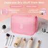 YEMEDA Toiletry Bag Travel Bag with Hanging Hook, Waterproof Capacity Hanging Multifunctional Makeup Bag for Toiletries, Portable Cosmetic Bag Travel Organizer for Women and Men(Pink) view 4