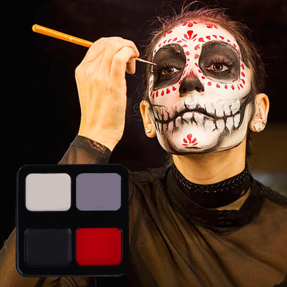 Face Painting Kit - Black, White, Red, Gray Face Paint Crayons for Halloween, Clown Makeup, Cosplay, Costume, SFX Special Effects