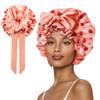 Vettres Silk Bonnet for Sleeping Women, Satin Hair Shower Cap 2025 Tie Band Adjustable Straps Head Wrap for Curly Hair Strawberries F view 1