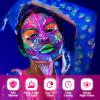 6 Color Glow in The Dark Face Paint, UV Blacklight Neon Hot Pink Face Body Paint, Glow In The Dark Under UV Lighting Party Makeup Washable, for Festivals Party Halloween Christmas(1/2FL.OZ) view 2