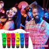 6 Color Glow in The Dark Face Paint, UV Blacklight Neon Hot Pink Face Body Paint, Glow In The Dark Under UV Lighting Party Makeup Washable, for Festivals Party Halloween Christmas(1/2FL.OZ) view 3