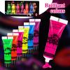 6 Color Glow in The Dark Face Paint, UV Blacklight Neon Hot Pink Face Body Paint, Glow In The Dark Under UV Lighting Party Makeup Washable, for Festivals Party Halloween Christmas(1/2FL.OZ) view 4