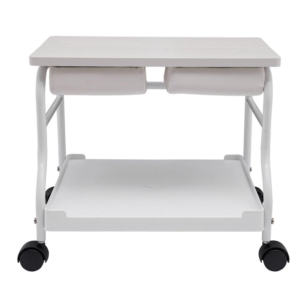 GEYOPMID Salon Trolley Cart, Floor Standing Swivel Beauty Salon Trolley Cart Portable White Salon Cart with Wheels for Foot Rest Pedicure Manicure Funiture Massage Table Salon Supplies