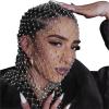 Ylucky Rhinestone Mesh Mask Crystal Glitter Nightclub Headwear Women Halloween Accessories Rave Party Head Cover Body Jewelry (white-Eye Hollow) view 1