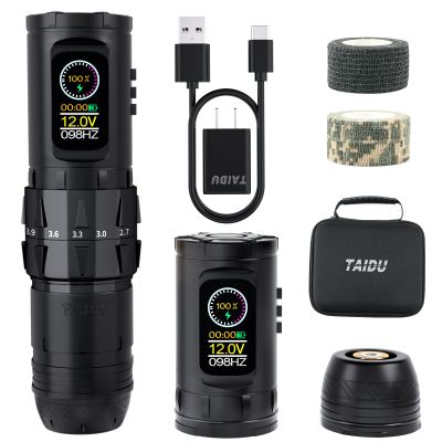 TAIDU Tattoo Gun Pen Machine,Wireless Rotary Tattoo Pen Machine,2 Batteries 2400mAh Power Supply for for Beginners & Professional Artists,