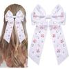 Baseball Bows Accessories for Women Softball Hair Bows Jeweled Rhinestone Hair Bow Clips Large Baseball Hair Ribbons Sports Game Day Accessories Baseball Mom Accessories Outfits Gifts (White 1) view 1