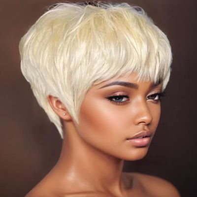 Nicelatus Short Pixie Cut Wigs with Bangs Natural Synthetic Colorful Hiar Wig Short Hair Cuts for Black Women Short Hairstyles Wigs for Black Women (Nicelatus-APX1038)