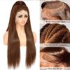 oulaer Chocolate Brown Lace Front Wig 13x4 HD Lace Front Wigs Human Hair Glueless Straight Frontal Wigs Human Hair Brazilian Virgin Hair Bleached Knots Natural Hairline Wig 180% Density 24Inch view 2
