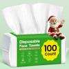 Elvira 100 Count Disposable Face Towels, Biodegradable Skincare Facial Cleansing Towels, Ultra Soft & Thick Makeup Remover Dry Wipes, Lint-Free & Vegan for Sensitive Skin, Travel Essential view 1