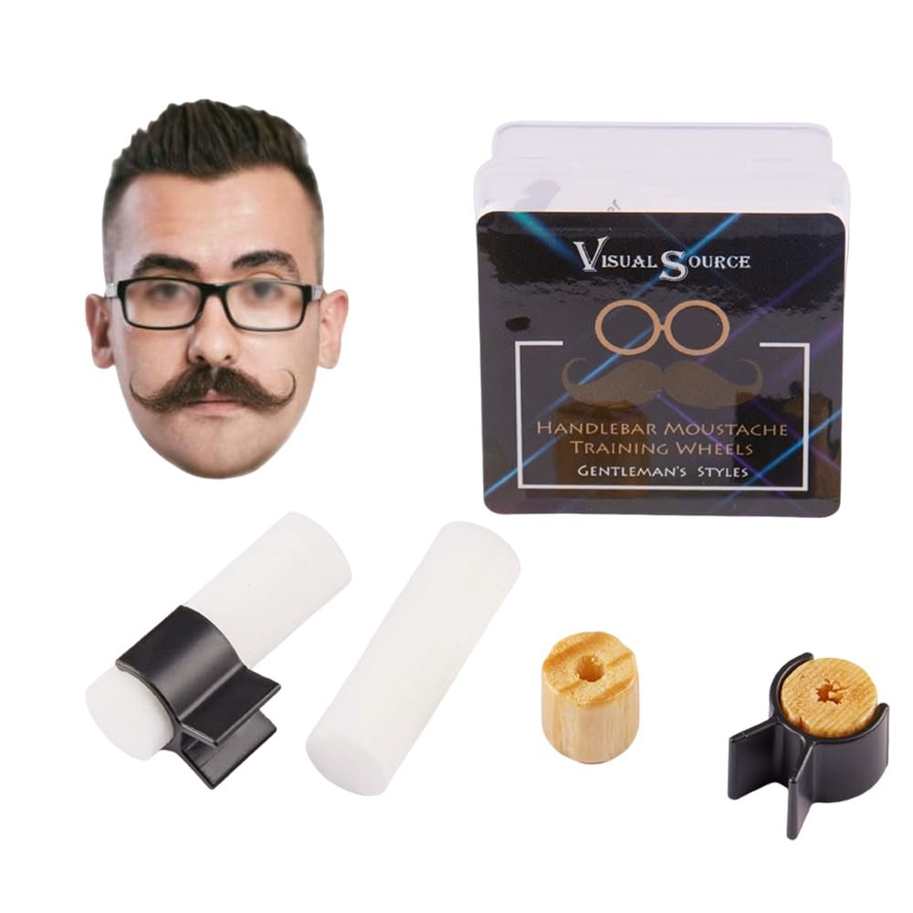 1 Set Handlebar Moustache Training Wheels Set,Visualsource Portable Handlebar Mustache Trainer Beard Template Shaping Styling Tool Mustache Curler Training Wheel For Mustache Gentleman's Gift For Men