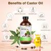 2 Pcs Certified Organic Castor Oil, Natural Oil Cold Pressed in Glass Bottle, Massage Oil, Pure for Hair Growth Eyelashes Eyebrows Lash Serum - Hexane Free, 8 oz Per Bottle view 3