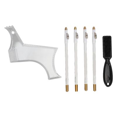 Beard Shaper Stencil Kit with 4pcs Barber Pencils, Multiple Curve Beard Shaper Template Shaping Tools for Men (White)