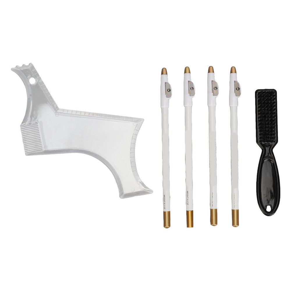 Beard Shaper Stencil Kit with 4pcs Barber Pencils, Multiple Curve Beard Shaper Template Shaping Tools for Men (White)