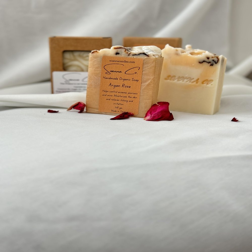 Soanna Set of 2 Argan Rose Soap. Handmade, all natural Ingrediants., Beige