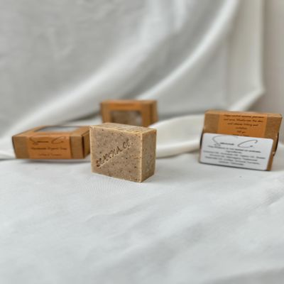 Soanna Set of 2 Coffee & Turmeric Soap, 100% natural ingrediants, organic., Beige