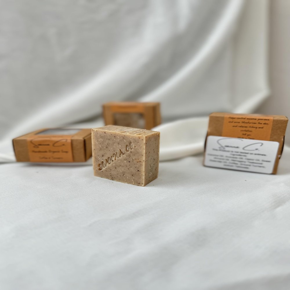 Soanna Set of 2 Coffee & Turmeric Soap, 100% natural ingrediants, organic., Beige