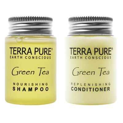 Terra Pure Shampoo and Conditioner, Travel Size Hotel Amenities, 1 oz. (Case of 20)