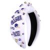 Football Headband for Women Football Accessories Beaded Football Rhinestone Crystal Knotted Headband Jeweled Embellished Game Day Top Knot Hairband Football Mom Hair Accessories (D-White Blue) view 1