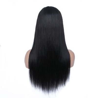 13 * 4cm Long Straight Hand Made Human Hair Lace Wigs for Woman Natural Black for Hair Loss (16inch(40cm))