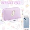 URSKYTOUS Gifts for Girls Initial Makeup Bag Personalized Cosmetic Bag with Zipper Cute Travel Toiletry Bag Waterproof PU Preppy Makeup Pouch Birthday Gift for Teen Girls Women(Purple J) view 4