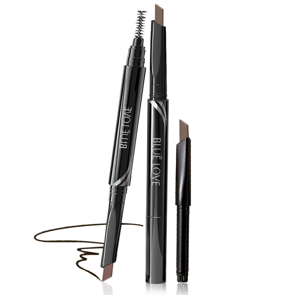 BLUE LOVE Eyebrow Pencil with Refillable Replacement Pack Long-Lasting, Smudge-Proof, Waterproof, and Natural Finish for All Skin Types (02 Medium Coffee)